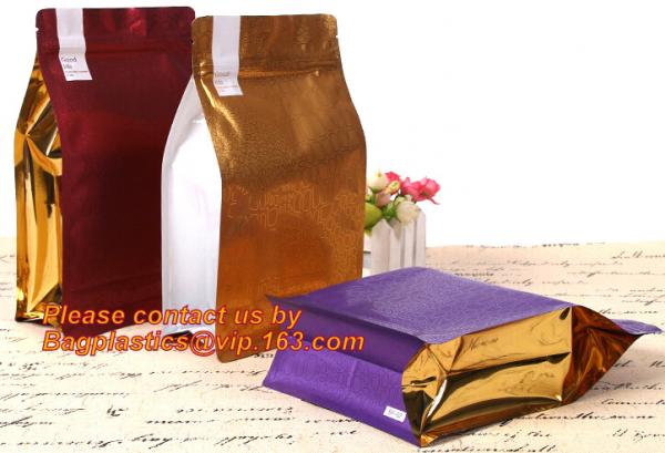 Square Bottom Gusseted Resealable Kraft Paper Stand Up Pouch Rice Packaging Bag With Zipper And Window BAGEASE PACKAGE