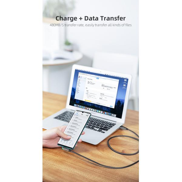 Essager 2021 Fast Charge T Shaped Type C USB Cable 5A 0.5M 1M 2M