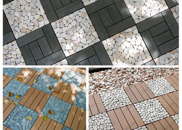 300 X 300mm Ancient Diy Interlocking Deck Tiles Plastic Base Wpc Composite Decking