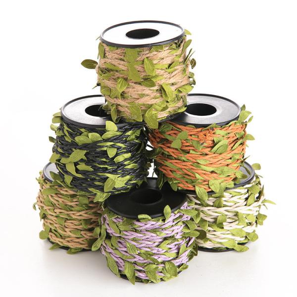 6mm Decorative Burlap Ribbon With Leaf 10m Twine Rope For Crafts