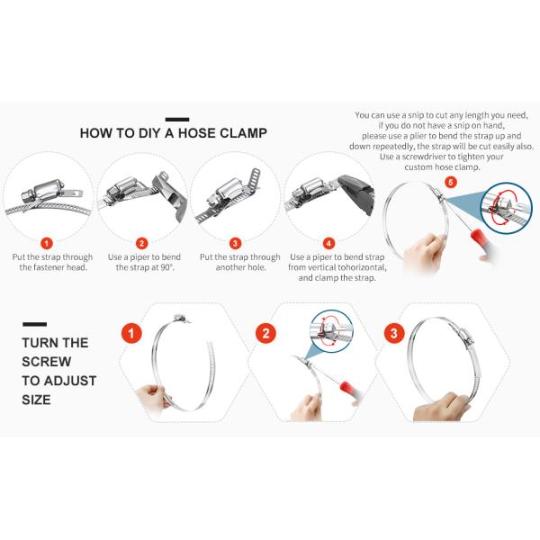 Secure Hose 304SS Worm Gear Hose Clamps With Bind Free Pull Through Design