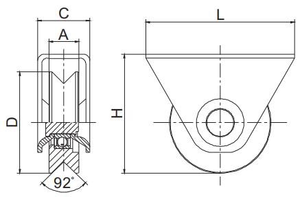Zinc Plated Sliding Gate Wheel V Grooved With Double Internal Bracket