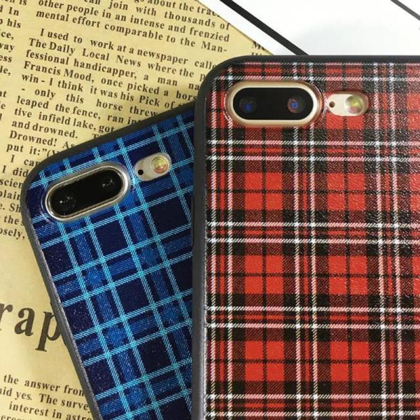 PC+TPU Silk Grain Classical Cloth Grid Cell Phone Case Cover For iPhone 7 6s Plus