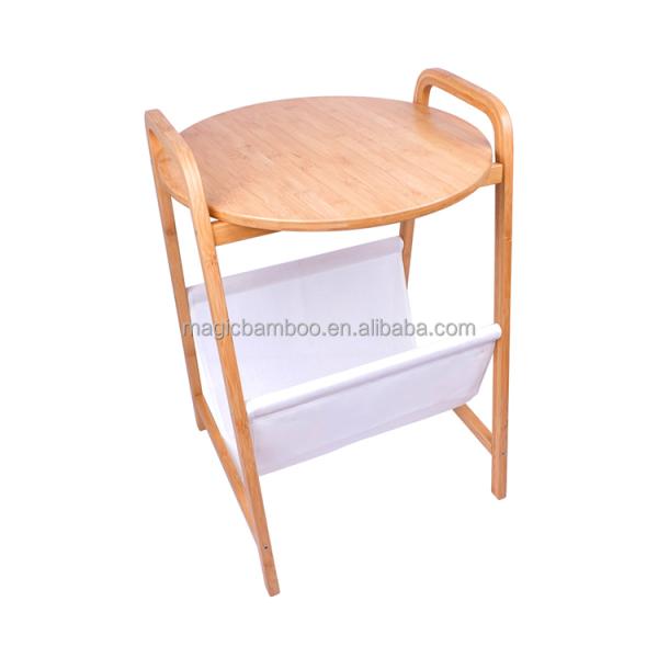 Bamboo Living Room Table with Non-Woven Fabric Storage Versatile and Eco-Friendly