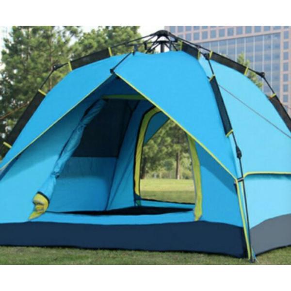 Fast Auto-Opening Fibreglass Frame Outdoor Camping Tents with Waterproof and Sunproof 190T Polyester Fabric for 3-4 Person