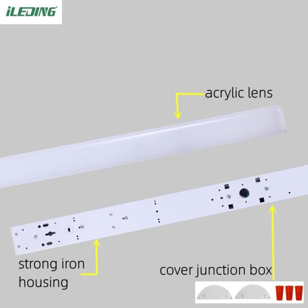 Sensor Control 2FT 4FT 8FT Led Linear Batten Strip Light 35w 46w 65w Shop Light Fixture 120-347V