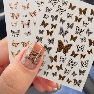 Quality Leopard Butterfly 3D Nail Art Sticker For Nail Art Decoration Non Toxic for sale