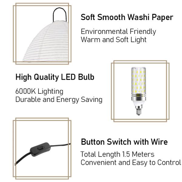 Noguchi Rice Paper Table lights Japanese Paper Lantern Standing Table Lamp Eye-Protection Bedside Lamp(WH-MTB-251)