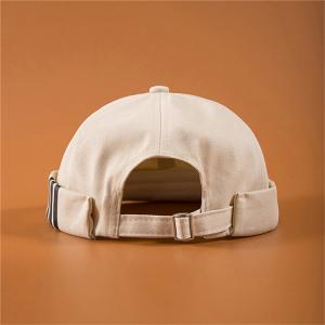 Quality High Quality Embroidered Rolled Caps,Customized Plastic Buckle Docker Caps,Washed Black Brimless Hats for sale