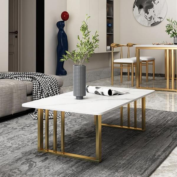 Stainless Steel Marble Table Top Tea Serving Table For Serving