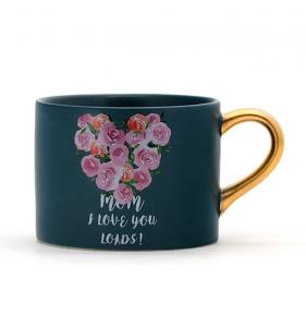 Quality Lovely Mothers Day Crockery Elegant Design Mom Gift Ceramic Mug Coffee With Gold Handle for sale