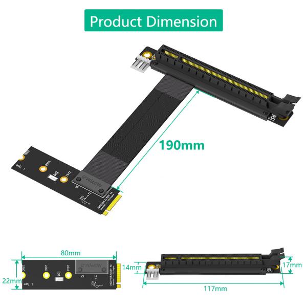 M.2 NGFF Key M To PCI-E Express Extender Cable Graphics Card 16x PCIE Riser Adapter Card Nvme