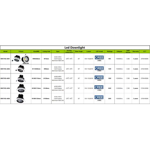 Showcase/Shopping mall/home led downlight dimmable recessed led high brightness ceiling lamp