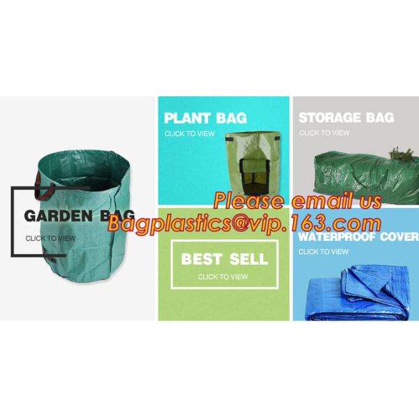 Square Bottom Green Leaf Collector Biodegradable Garden Bags PP WOVEN Fabric garden waste sacks with handles