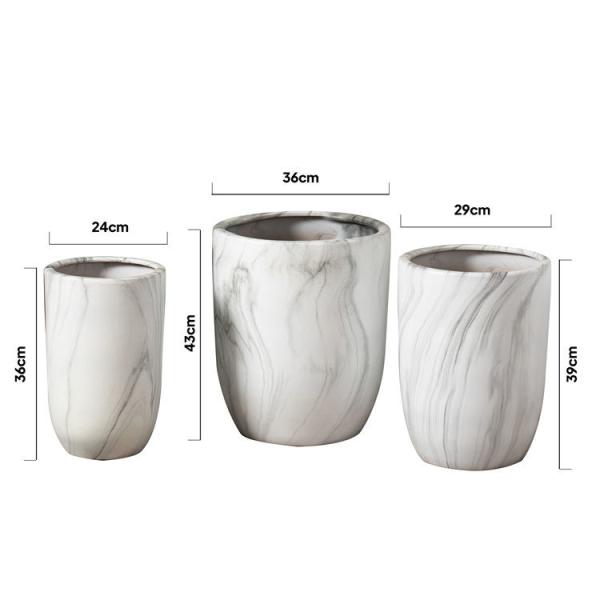 European style home decoration pieces outdoor ceramics cheap flower pots garden marble white big plant pot