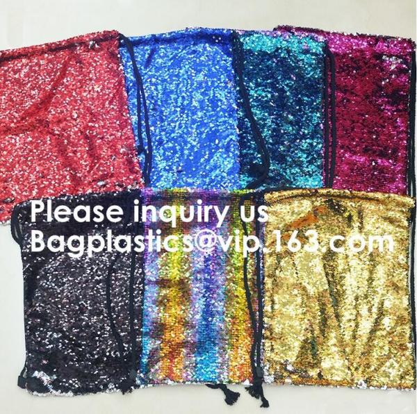 Fashion Bling Sublimation Strapping Sequin Drawstring Backpack Bag,Glitter Mermaid Flip Sequin Bag Outdoor Shoulder Reversib