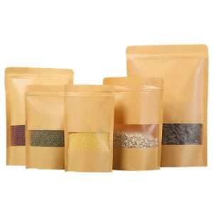 Buy cheap In Stock Kraft Stand Up Pouches With Reclosable Zipper For Rice Spices Beans from wholesalers