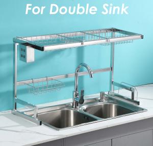 China 2 Tier Dish Dryer Rack Over Sink  , Polishing Double Sink Drying Rack ODM on sale