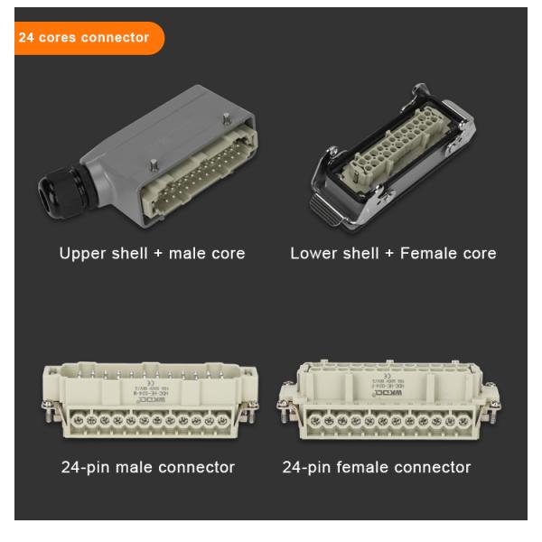 Male Female IP65 Heavy Duty Wire Connectors WHE24C
