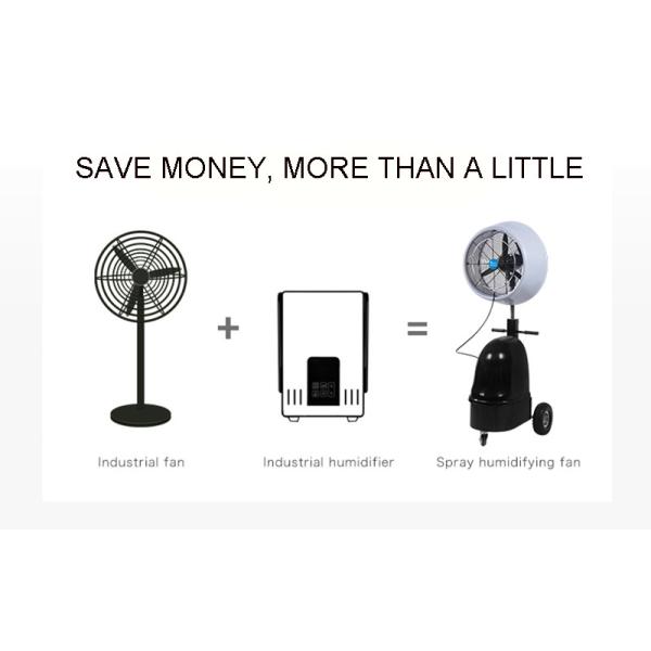Strong Airflow High Speed Warehouse Workshop Mist Spraying Fan With Water Tank