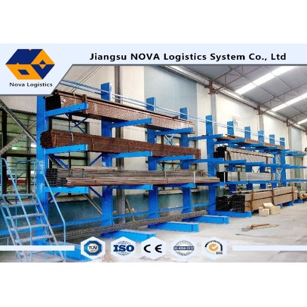 Powder Coat Paint Finish Cantilever Lumber Racks , Metal Racking System