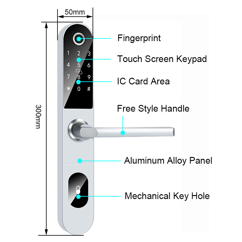 Mortise Deadbolt AAA Smart Fingerprint Door Lock Access 25uA