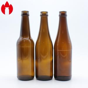 China 330ml Amber Beer Glass Bottle Soda Lime Glass on sale