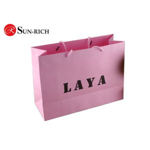 Buy cheap Customized Black Logo Pink luxury paper bag from wholesalers