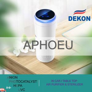 Quality CAR air purifier and sterilizer with UVC led lamp + photocatalyst filter, Anion, HEPA filter clean the air in your car for sale