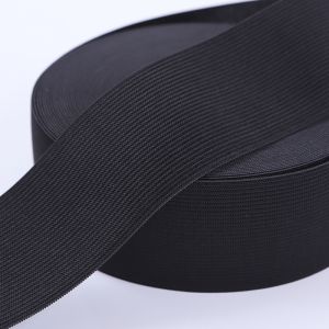 Quality Large Stock Cheap 2 Inch Black Polyester Knitted Elastic For Garment for sale
