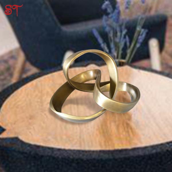 Golden Silk Ribbon Resin Statue Abstract Home Accessories Decorative Metal Gifts Ornament Landscape Art Indoor Statues