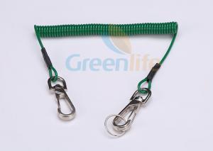 China Retention Dark Blue Coil Tool Lanyard PU Coated Split Key Ring For Hand Tools on sale