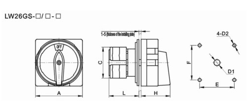 Electronic Rotary Selector Switch Three Phase 2 Position Square Panel Mounting