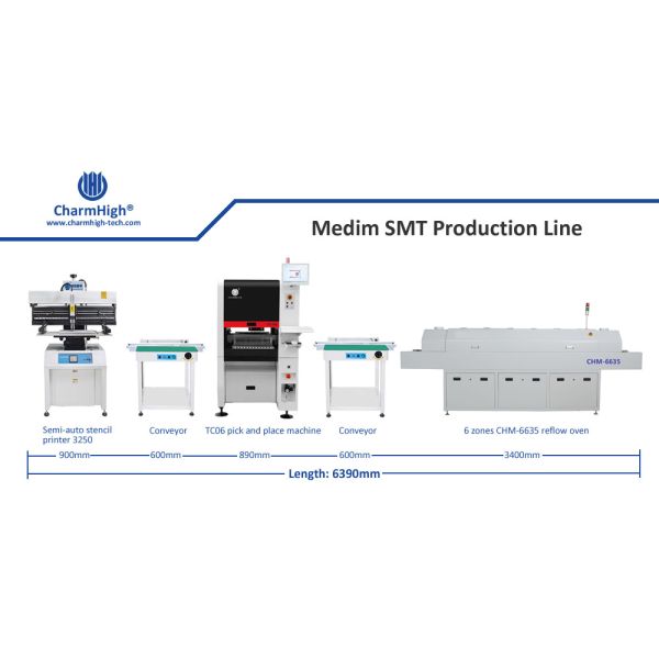 Semi-auto SMT Assembly Line with 6-Head TC06 Pick and Place