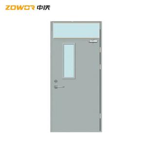 Quality Gray Color Single Swing Steel Fire Exit Doors With Two Point Push Bar/ 120mins Fire Rating/ Max. Size 4