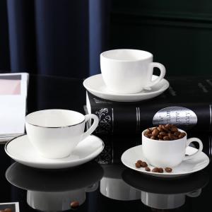Quality Custom Logo Bone China Classic Cafe Coffee Cupsets White Ceramic Coffee Mug for sale