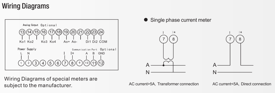 High quality single phase 220V digital power meter voltmeter rs485