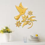 3D mirror wall stickers decorative wall mirror birds and flowers for kids room