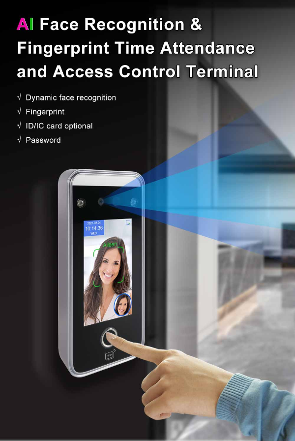 Tall Stand Biometric Time Attendance Machine IC Card Fingerprint RS485