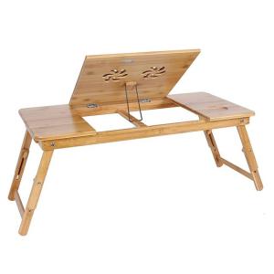 Quality Folding Adjustable Bamboo Laptop Stand Desk Sustainable Wood Custom for sale