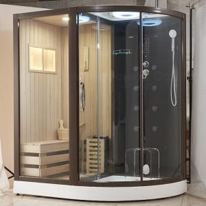 Quality Dry Sauna Combined Wet Steam Room Wooden Sauna Cubicle With Shower Cabin for sale