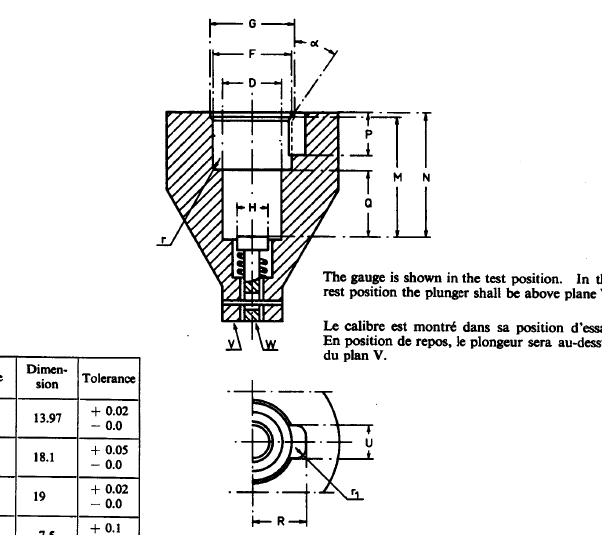 E14 lamp cap gauge | Gauge for finished lamps fitted with E14 caps for testing protection against accidental contact