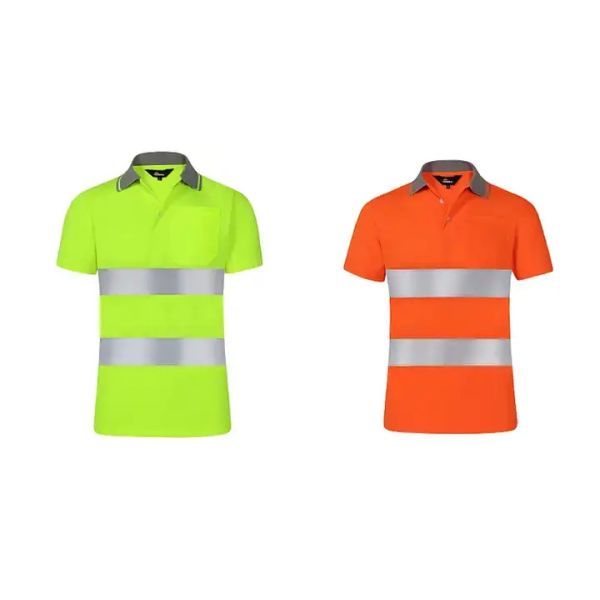 High Visibility Reflective Safety Caution Men Work Wear Construction Polo Shirts T-Shirts Vest Clothing