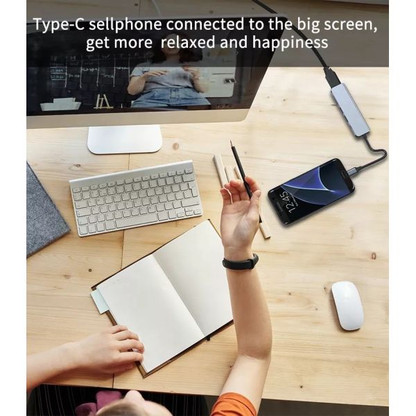 Usb Multiport 6in1 Docking Station Displayport Hub For Chromebook PD77W SD/TF Reader