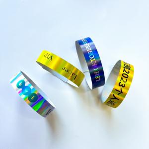 Quality Factory Wholesale Laser Glitter Wrist Strap Bands Event Concert Festival Neon Laser Logo Shiny Laser Paper Wristband for sale