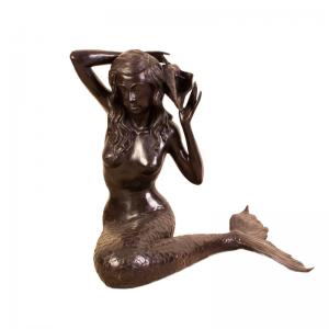 China Cast Iron Metal Mermaid Statue Hand Made Folk Art Style Antique Angel Statues on sale