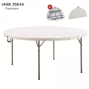 Quality Six Foot 8 Foot Folding White Round Plastic Banquet Table For 10 Seater Outdoor for sale