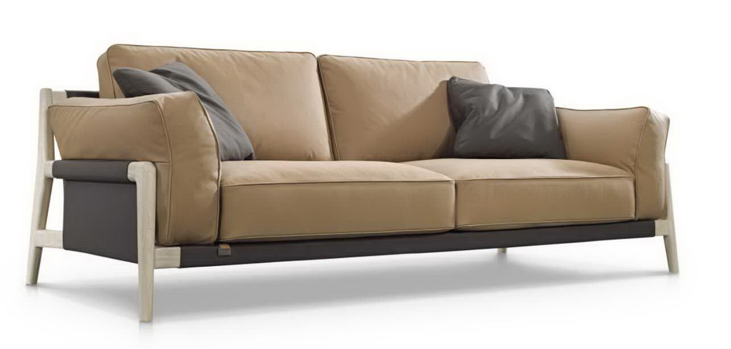 Smooth painting wood frame with Cow leather upholsered sofa in 1+2+3 seating chaise lounge sofa for Luxury reception