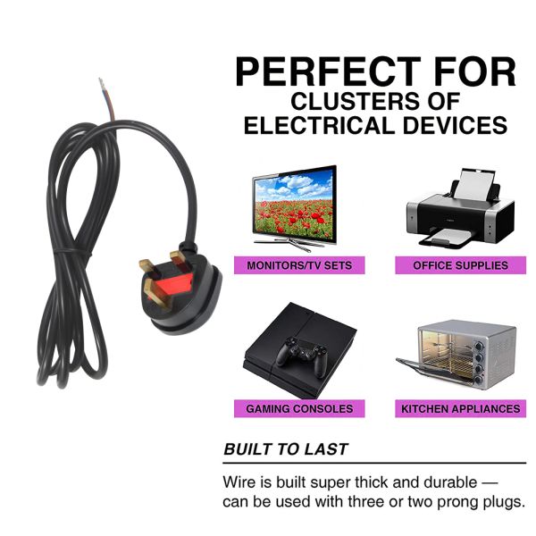 UK Plug Power Cord 0.5m H05VV-F 3 Core Cable for Home Appliances