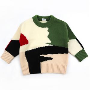 Quality Custom Knitted Pattern 100% Cotton Wool Woolen Yarn Color Combination Toddler Baby Boy Sweater for Kids Winter Wear for sale
